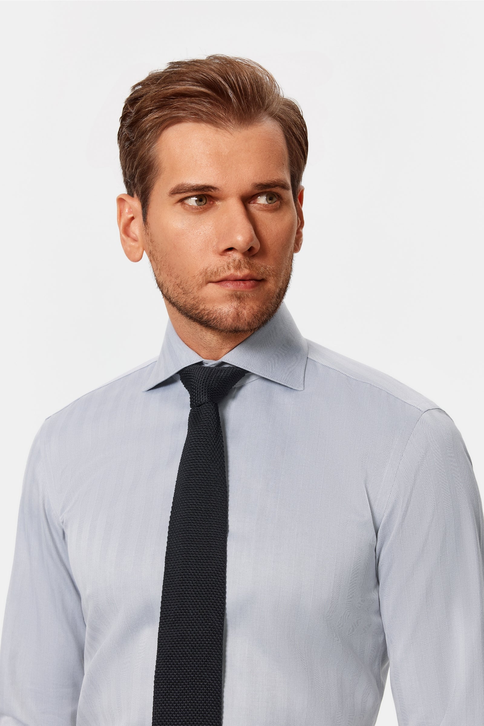 Van Patten Gray Herringbone Lucious Non-Iron Shirt - Image 3