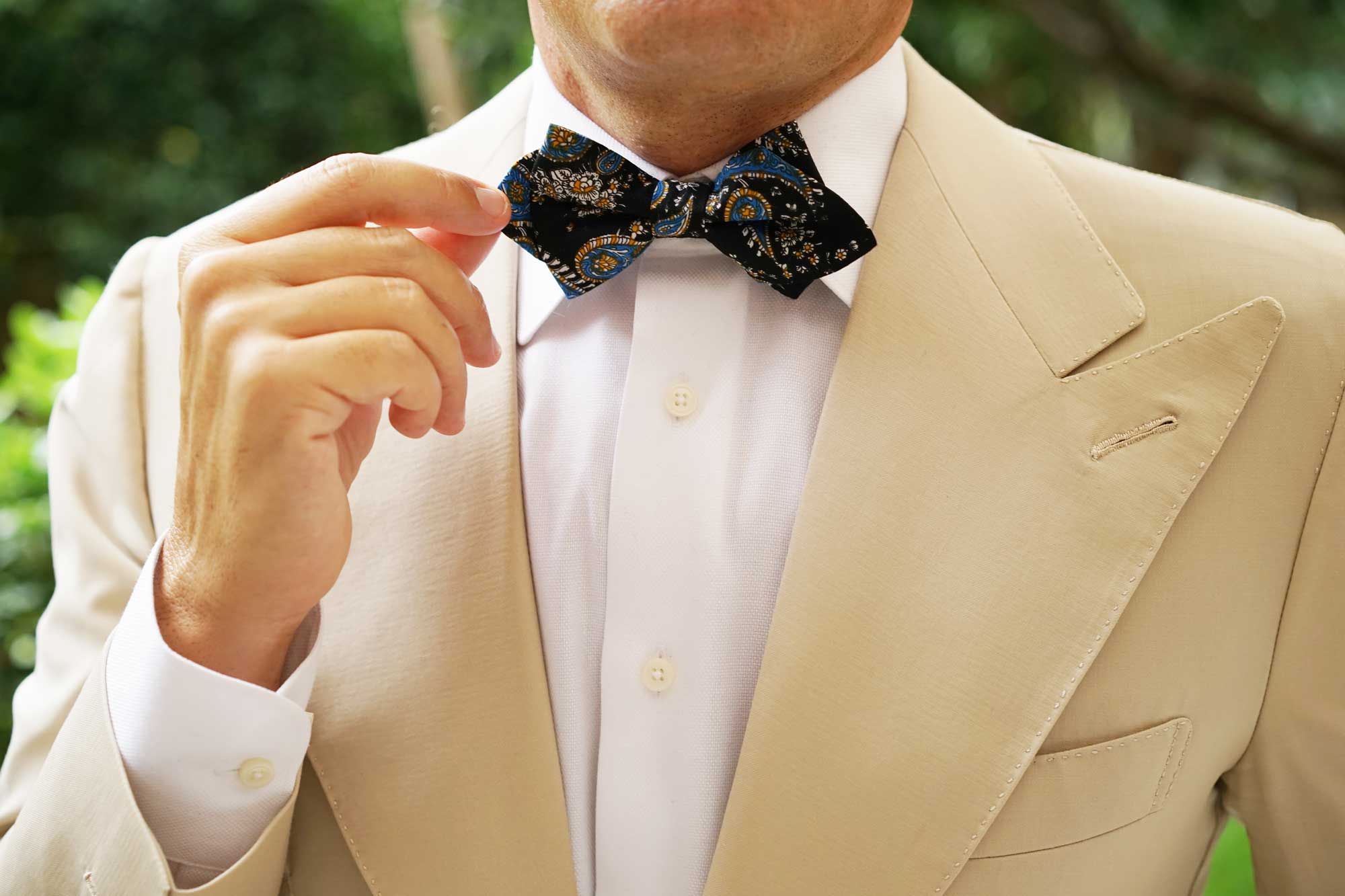 Venetian Lagoon Blue Paisley Diamond Bow Tie - Image 9
