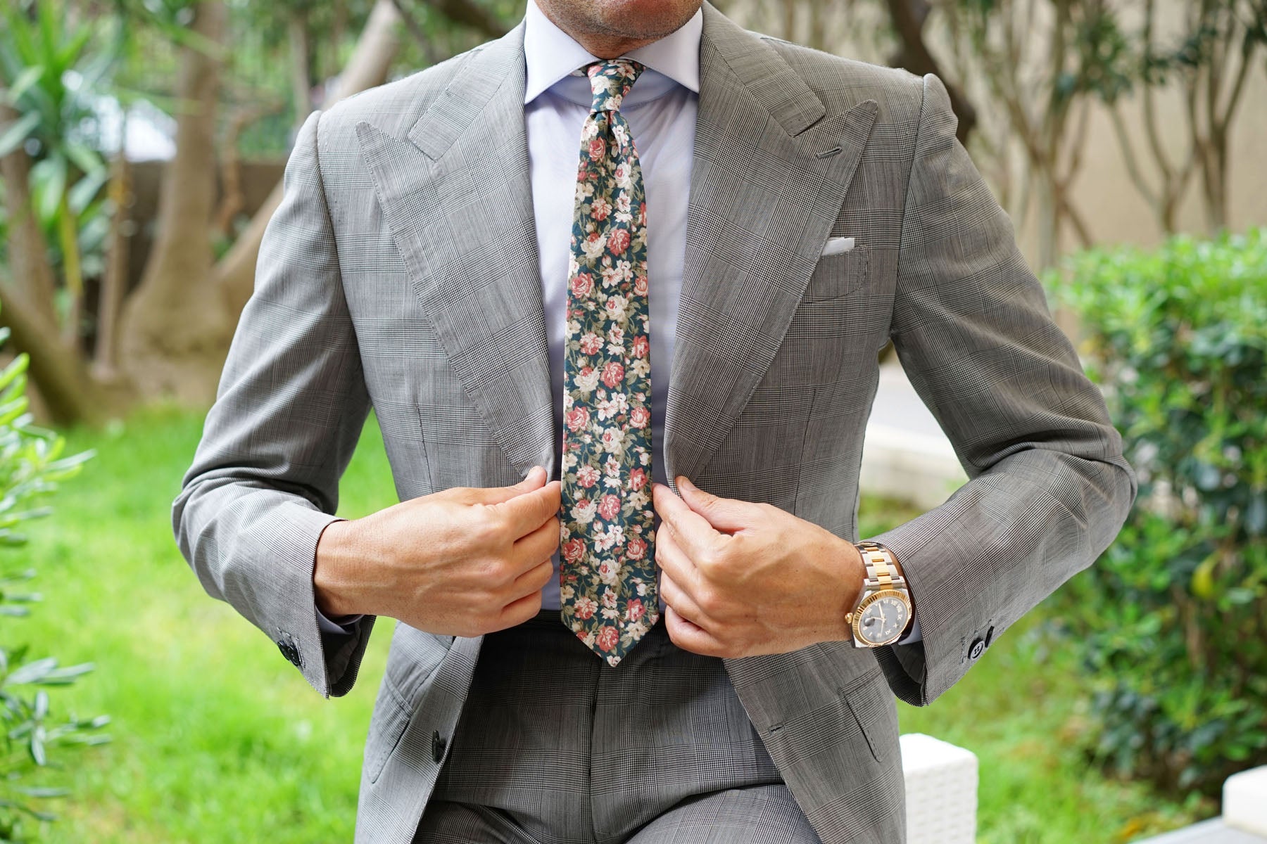 Villa d’Este Italian Floral Skinny Tie - Image 10