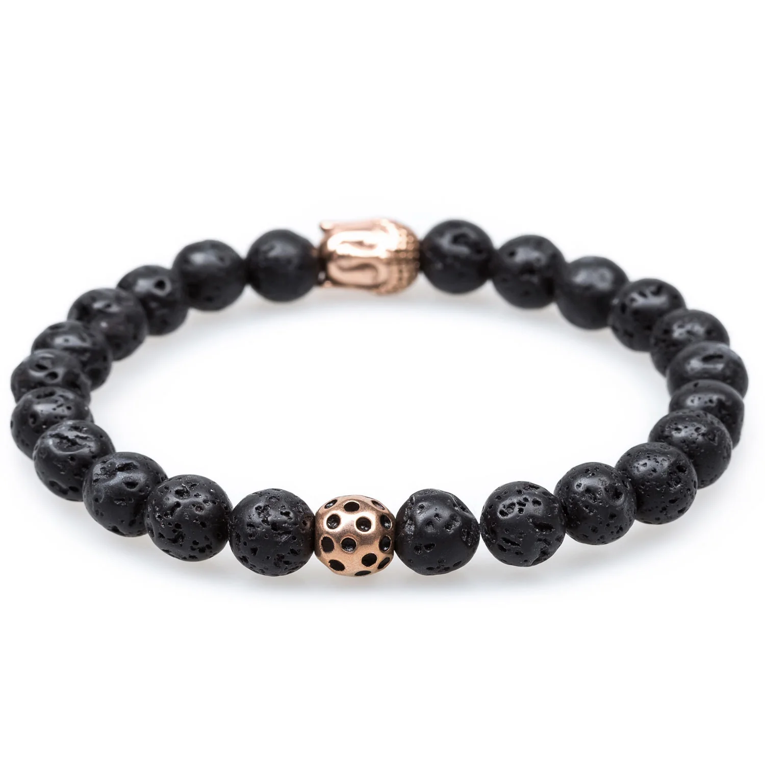 Volcanic Rock Rose Gold Buddha Bracelet - Image 2
