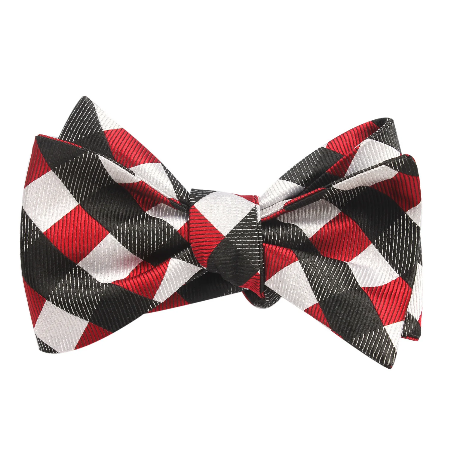White Black Maroon Checkered Bow Tie Untied - Image 2