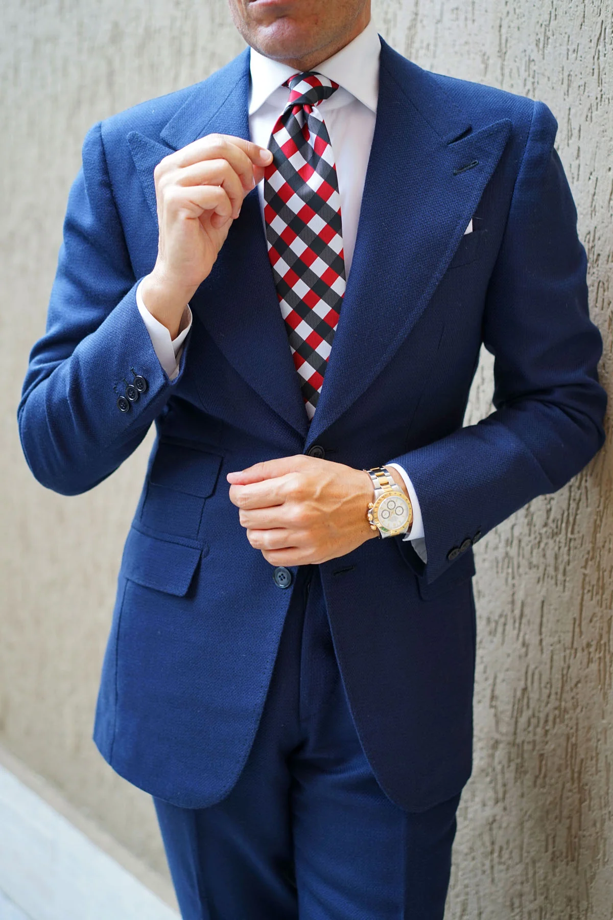 White Black Maroon Checkered Tie - Image 10