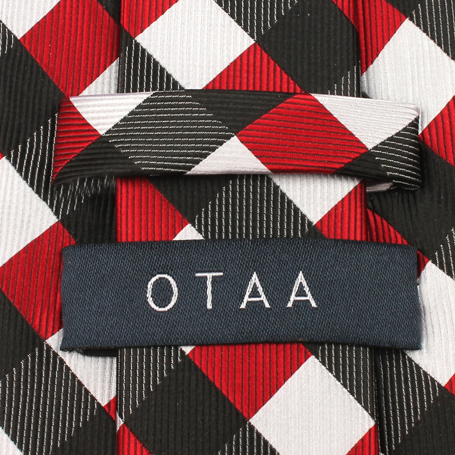White Black Maroon Checkered Tie - Image 5