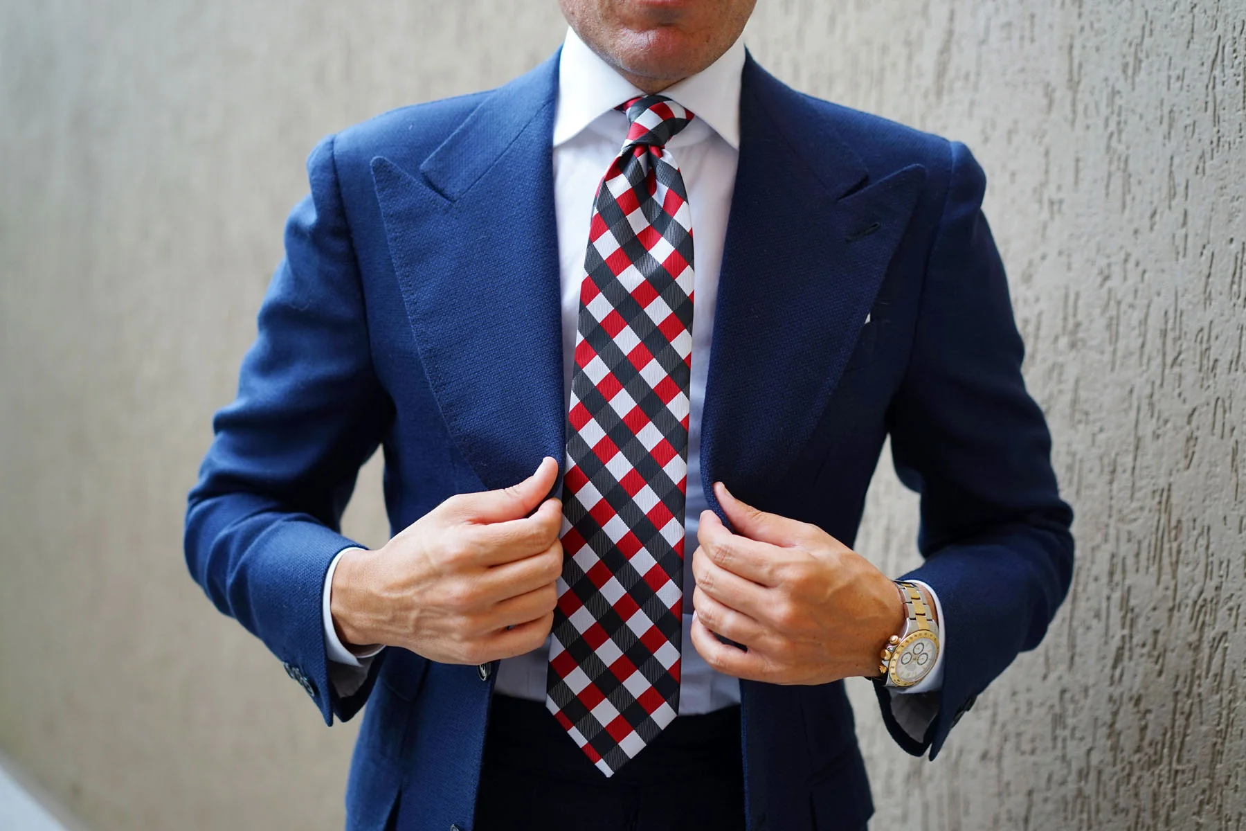 White Black Maroon Checkered Tie - Image 6