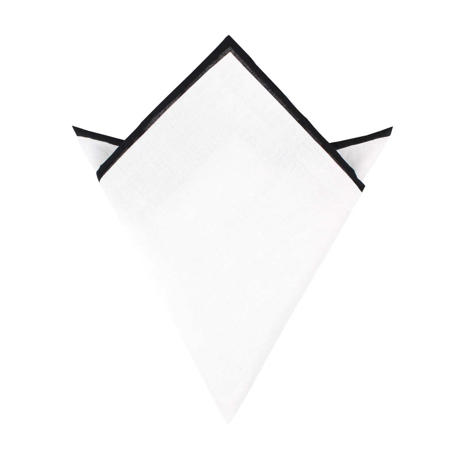 White Cotton Pocket Square with Black Border