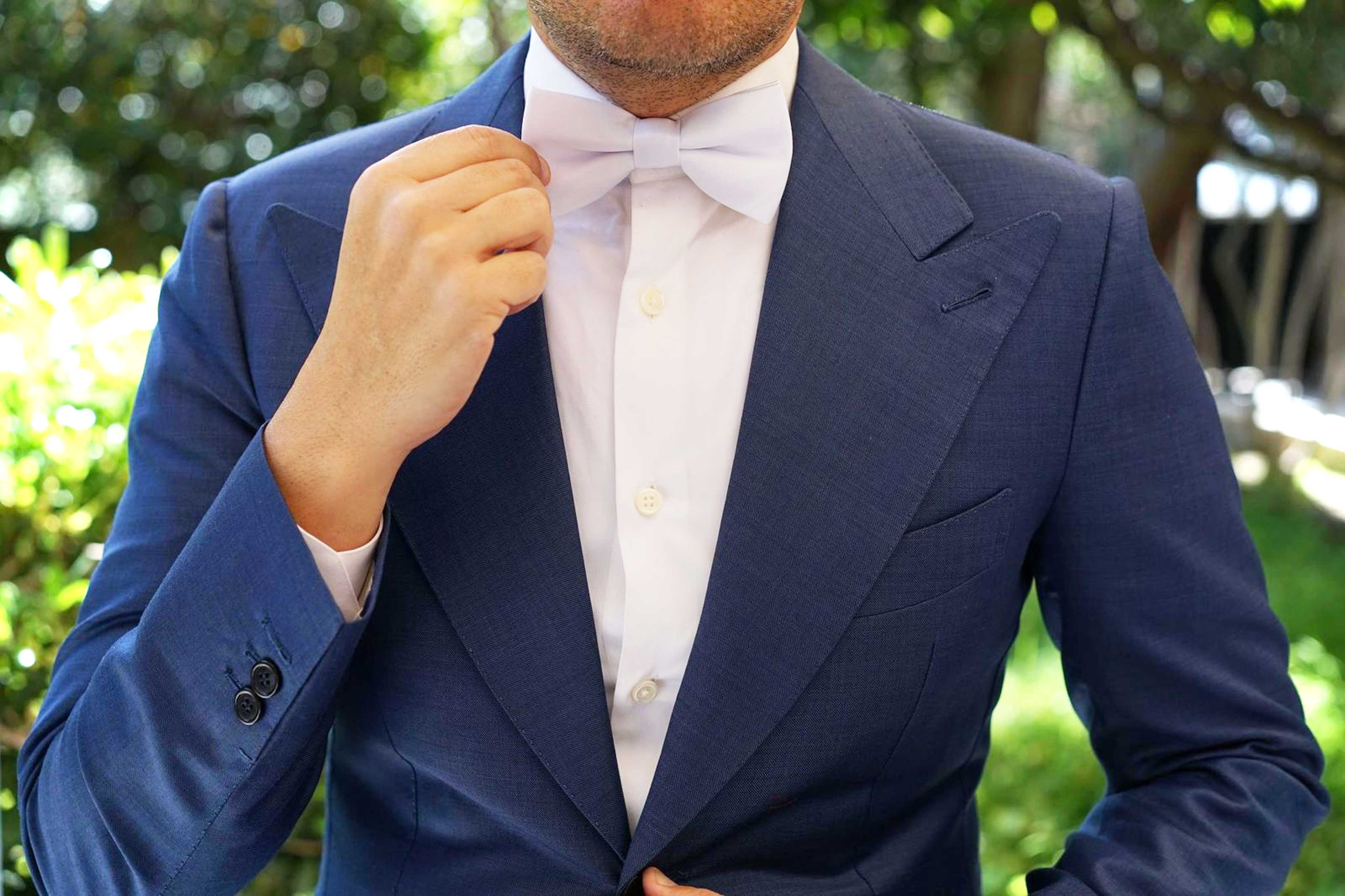 White Satin Bow Tie - Image 3
