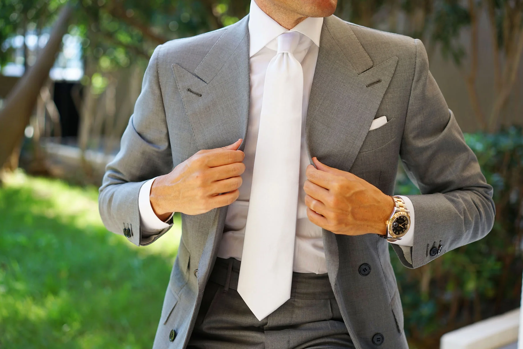 White Satin Necktie - Image 5