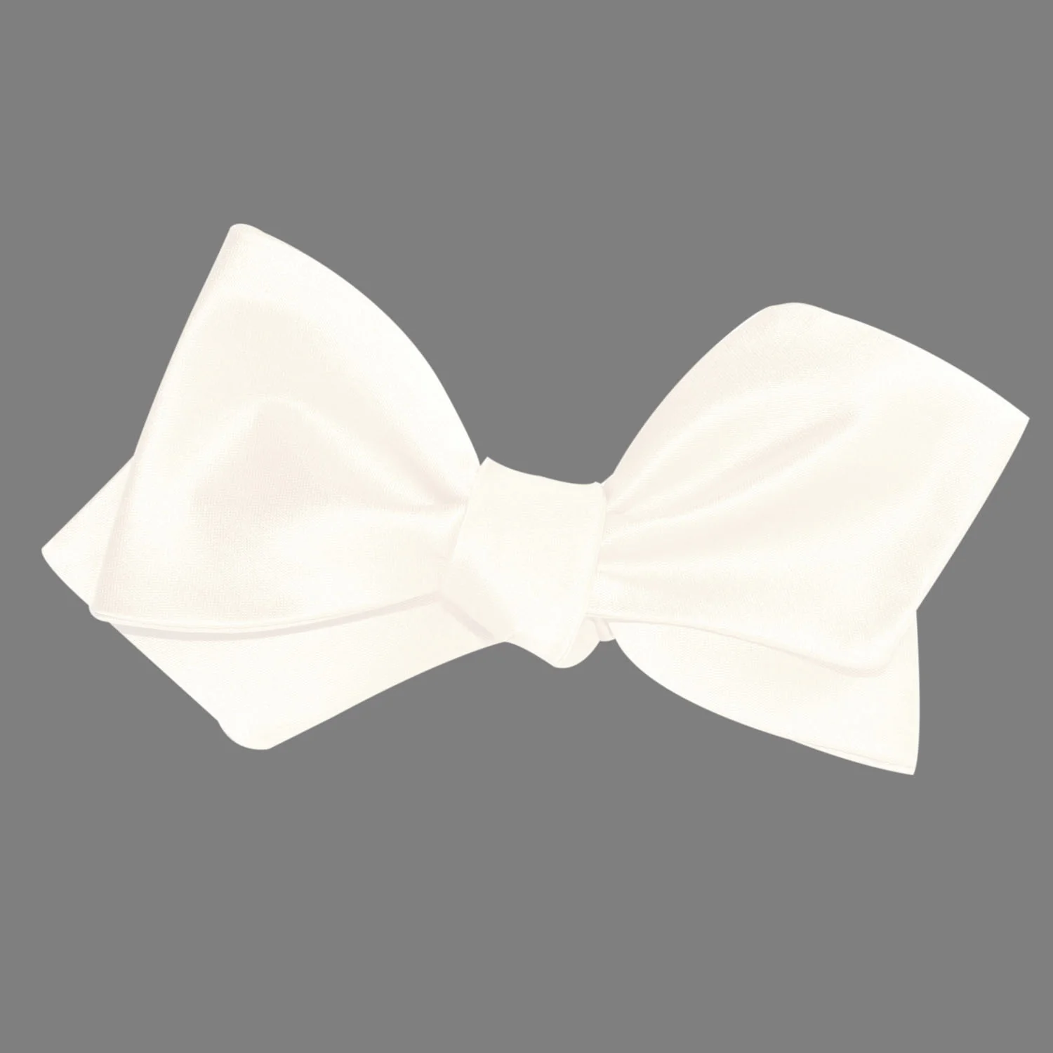 White Satin Self Tie Diamond Tip Bow Tie - Image 4