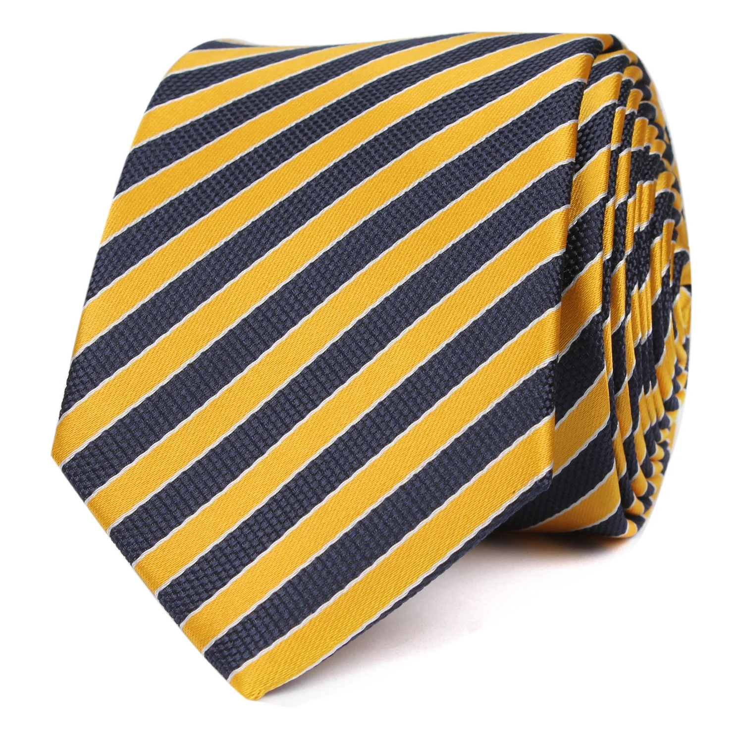 Yellow and Navy Blue Diagonal - Skinny Tie - Image 2