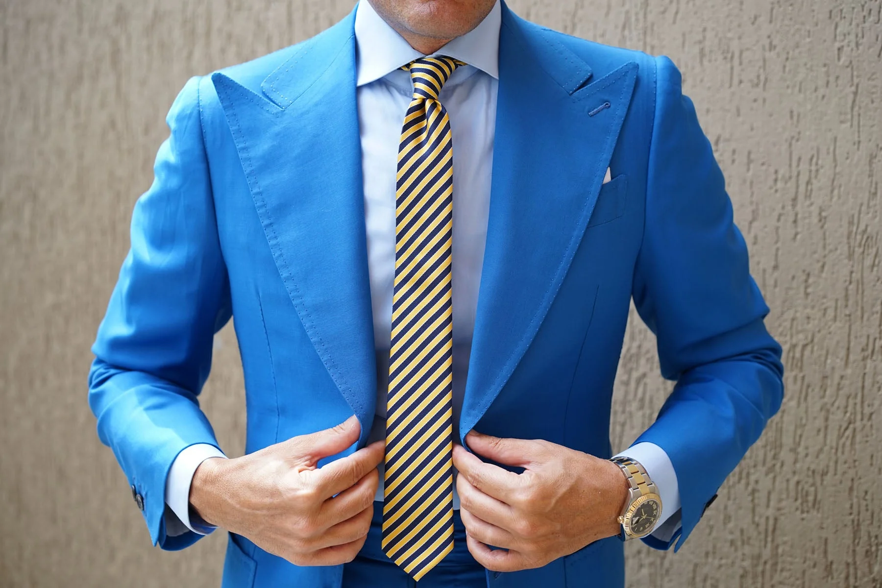 Yellow and Navy Blue Diagonal - Skinny Tie - Image 7