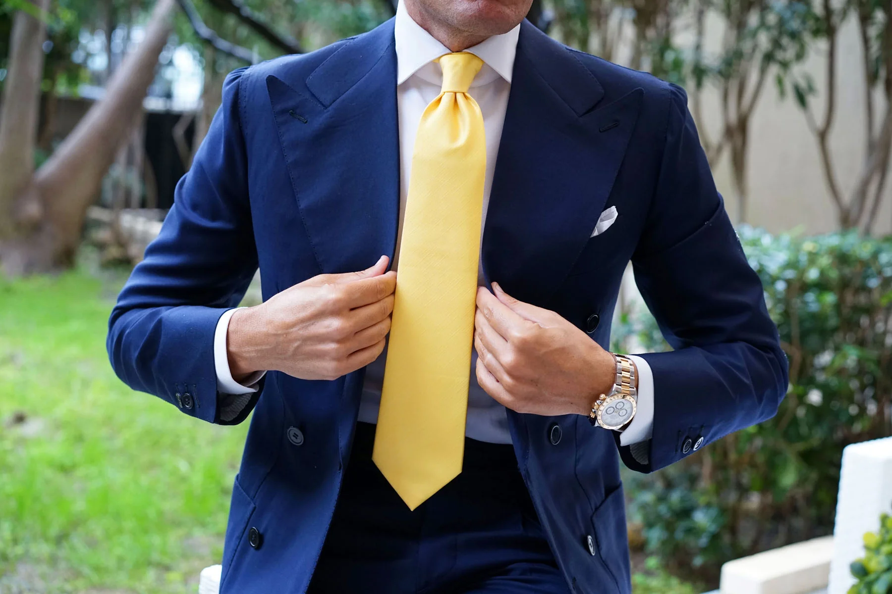 Yellow Grain Slub Necktie - Image 4