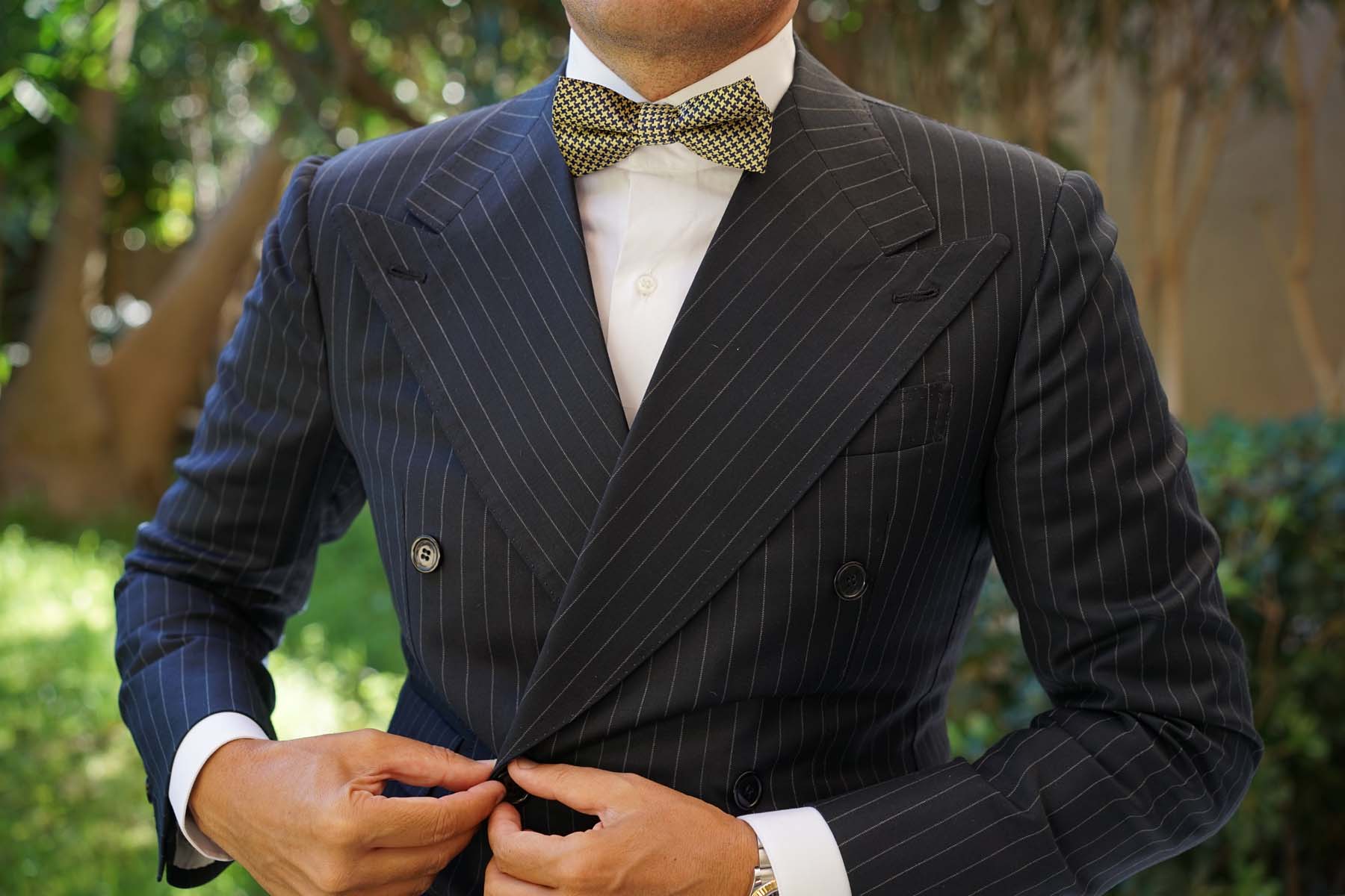 Yellow Houndstooth Bow Tie - Image 5